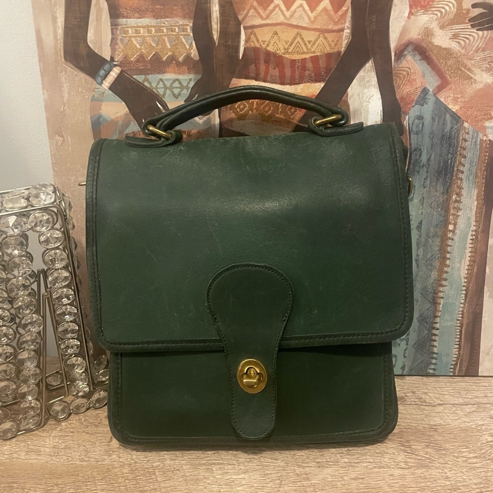 Vintage Coach Bottle Green station Bag #5130(rare green)